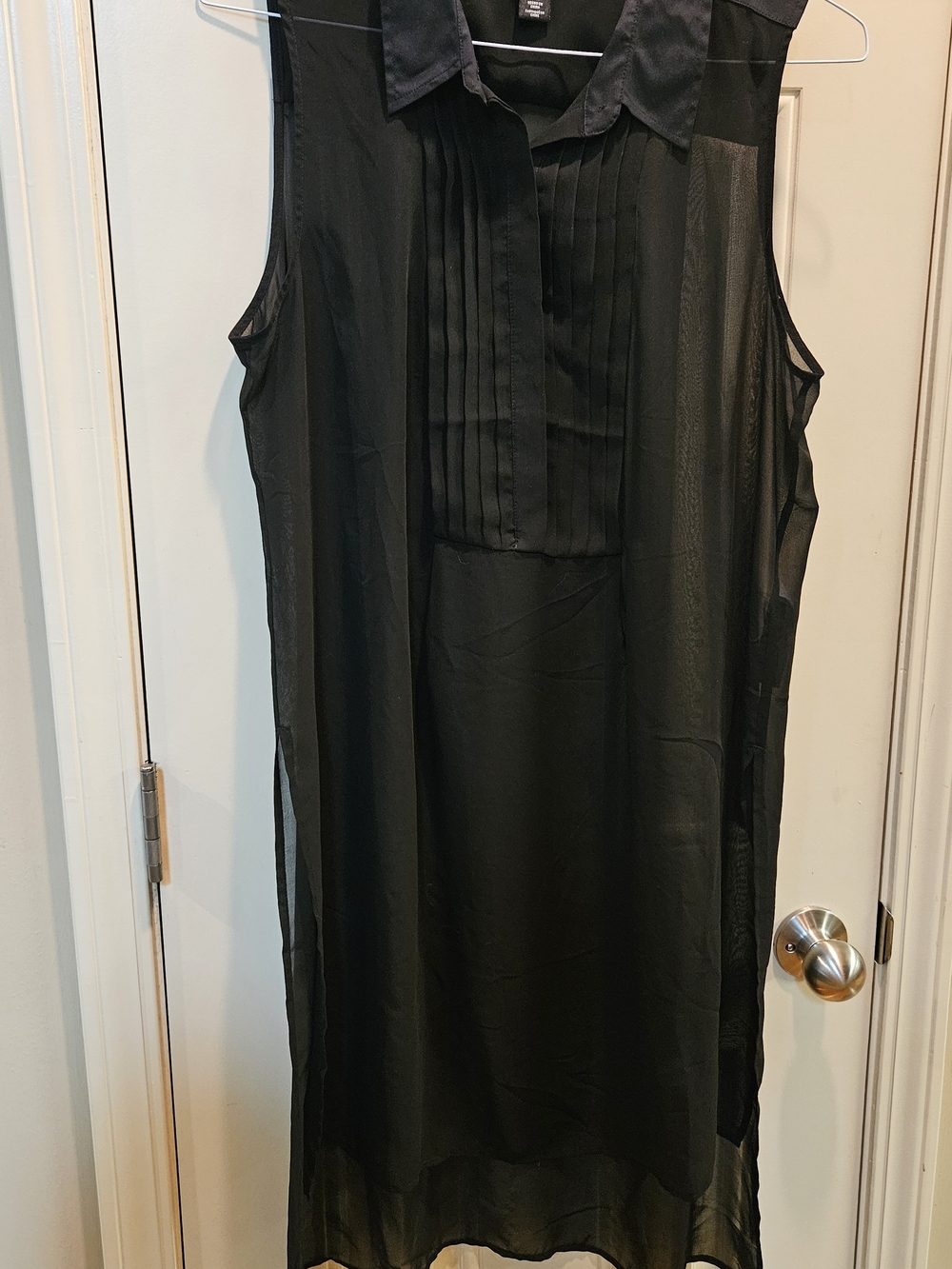White House Black Market Black Button-Front Dress Top
